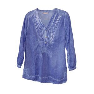 Soft Surroundings 100% Cotton Blue Dip Dye Tunic Size L